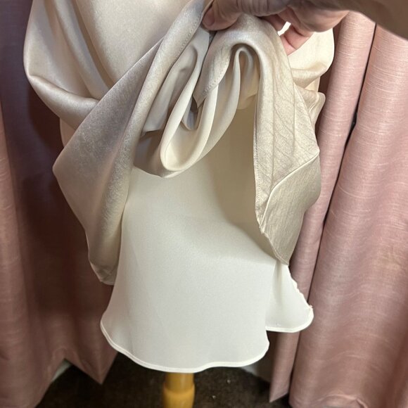 Carole Little Women's Size 14 Ivory A-Line Satin Dress NWT Career Elegant USA - Picture 9 of 14